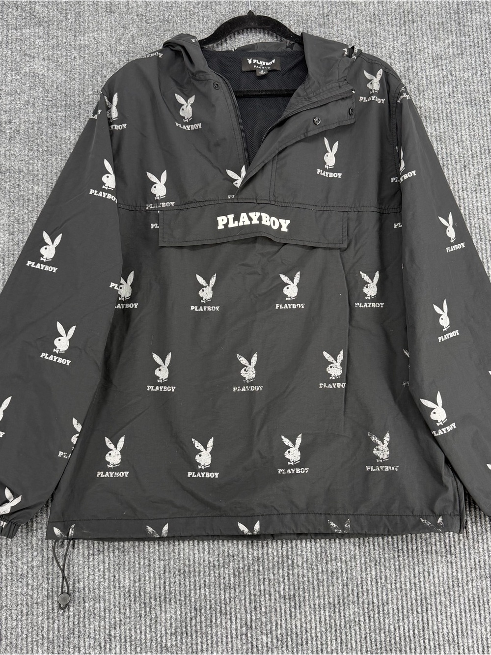 Playboy‎ PacSun Windbreaker Jacket Y2K Streetwear Mens Medium Black